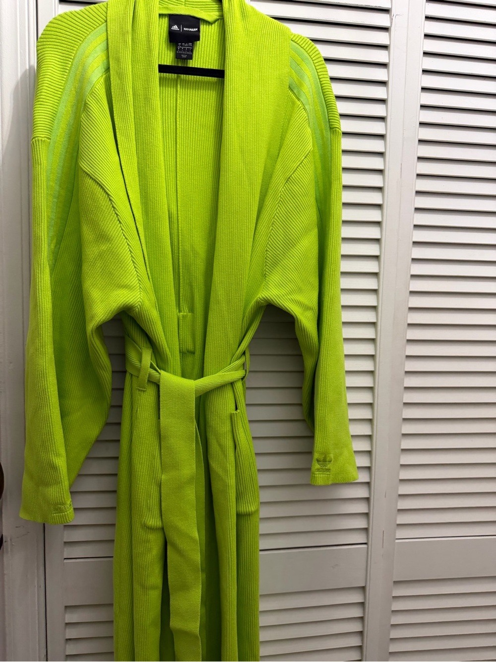 adidas Neon Lime Ribbed Knit Cardigan with Trefoil Detail